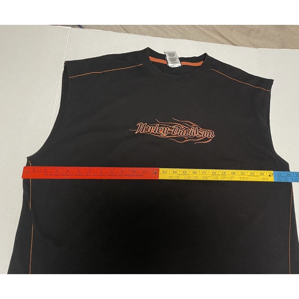 Carolina Harley-Davidson Waffle Knit Shirt Black With Embroidered Sleeveless 2XL - Picture 6 of 9